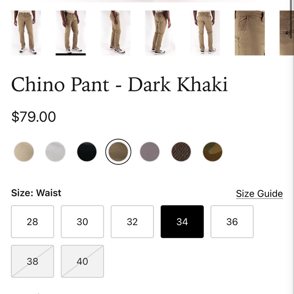 Men's Dark Khaki Chino Pants